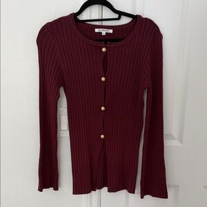 Women's Ribbed Burgundy Sweater